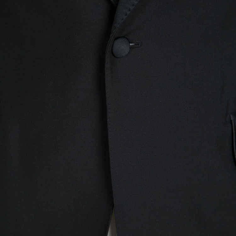 Pre Owned Salvatore Ferragamo Black Satin Lapel and Panel Detail Wool Suit XXL