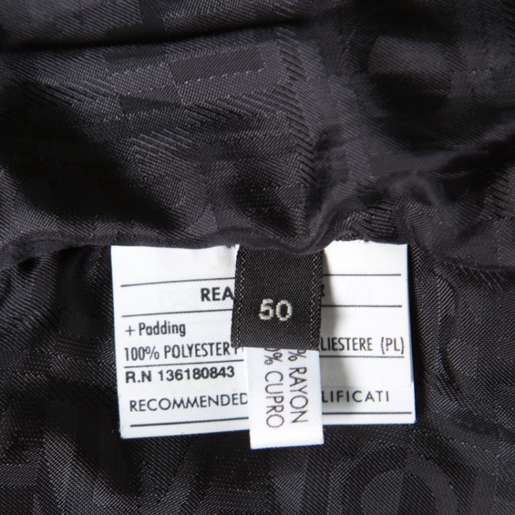 Pre Owned Salvatore Ferragamo Black Leather Quilted Shoulder Zip Front Jacket L