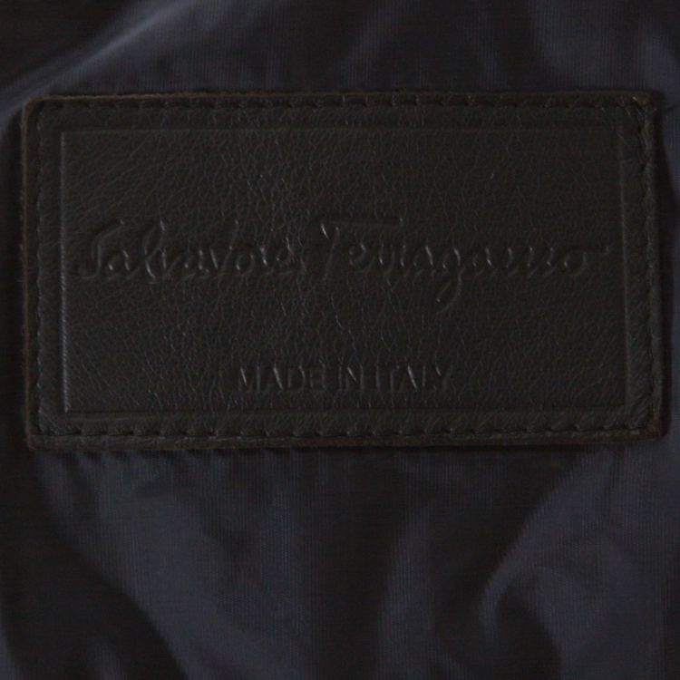 Pre Owned Salvatore Ferragamo Black Diamond Quilted and Rib Knit Jacket L 