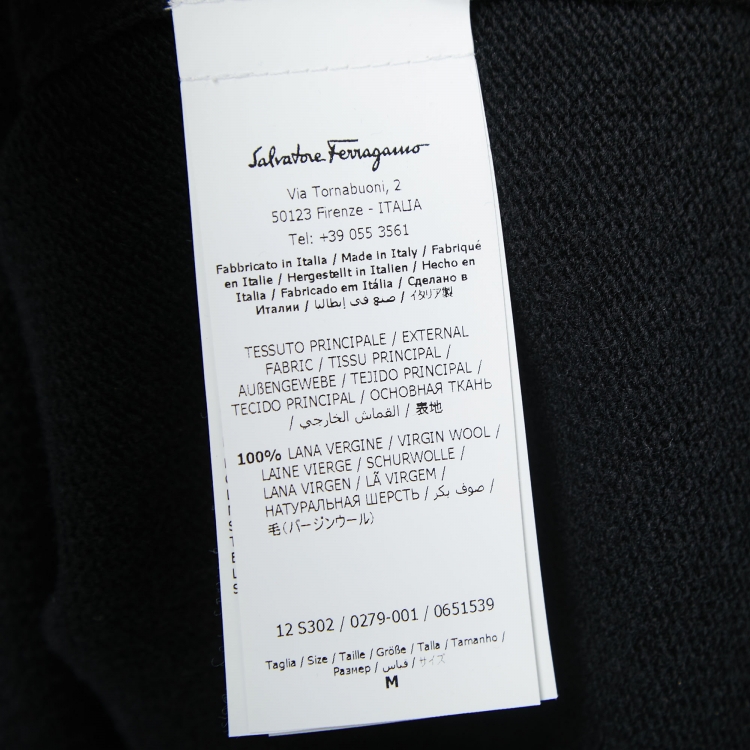 Pre Owned Salvatore Ferragamo Black Wool Knit Fur Heart Sweater M