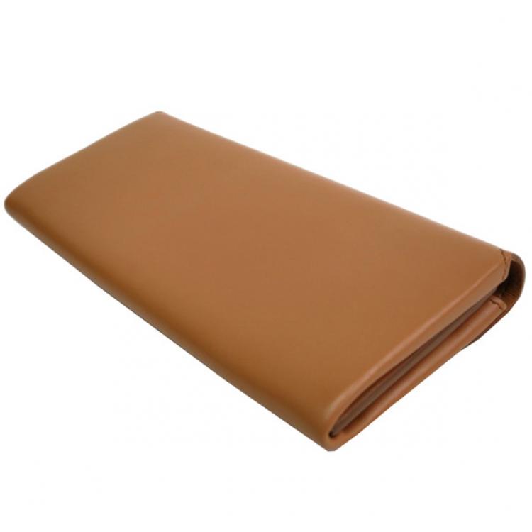 Pre Owned Salvatore Ferragamo Brown Leather Checkbook Wallet