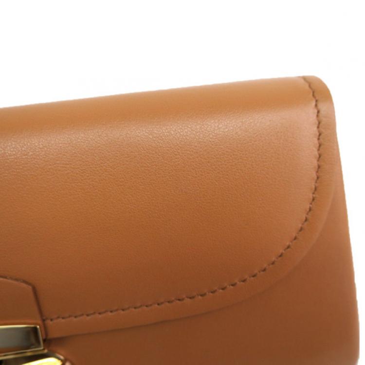 Pre Owned Salvatore Ferragamo Brown Leather Checkbook Wallet