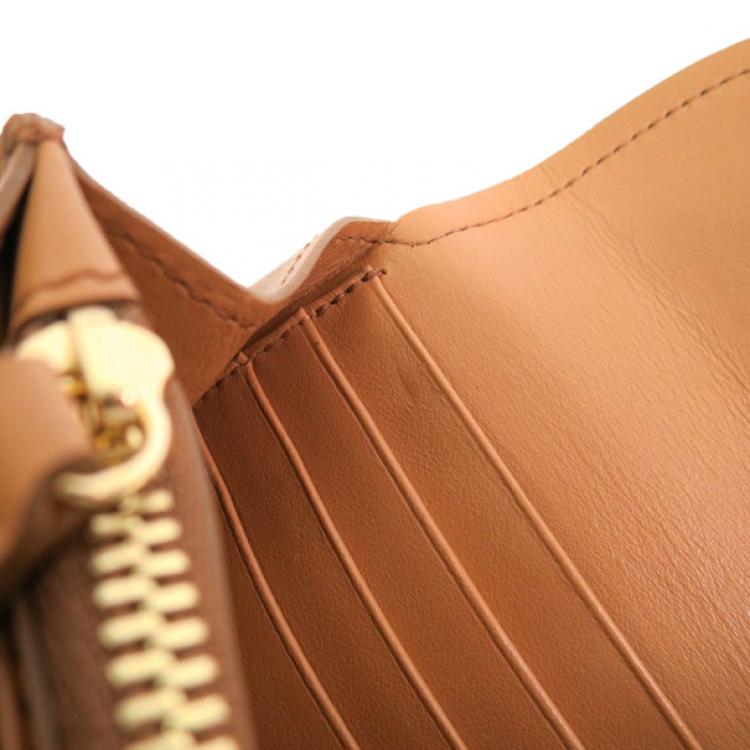 Pre Owned Salvatore Ferragamo Brown Leather Checkbook Wallet