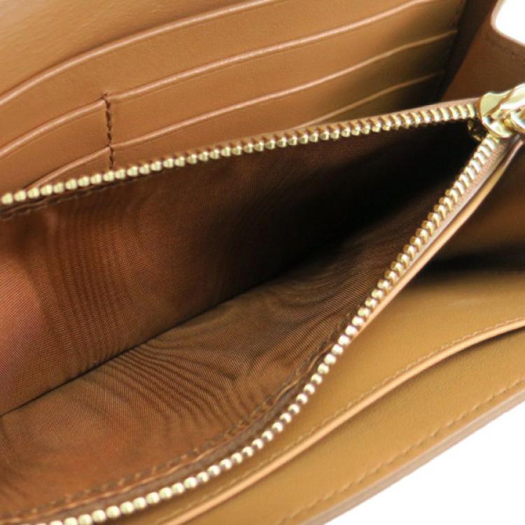 Pre Owned Salvatore Ferragamo Brown Leather Checkbook Wallet