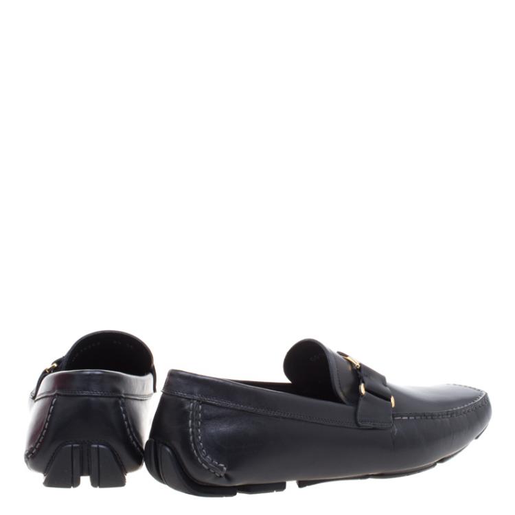 مملوكة مسبقًا Salvatore Ferragamo Black Leather Sardegna Loafers Size 42.5