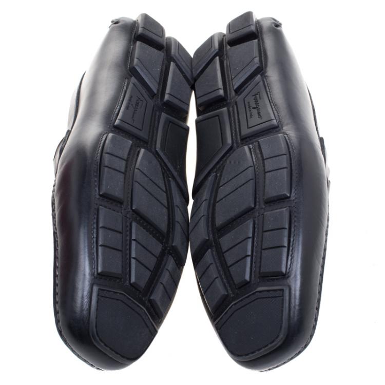 مملوكة مسبقًا Salvatore Ferragamo Black Leather Sardegna Loafers Size 42.5