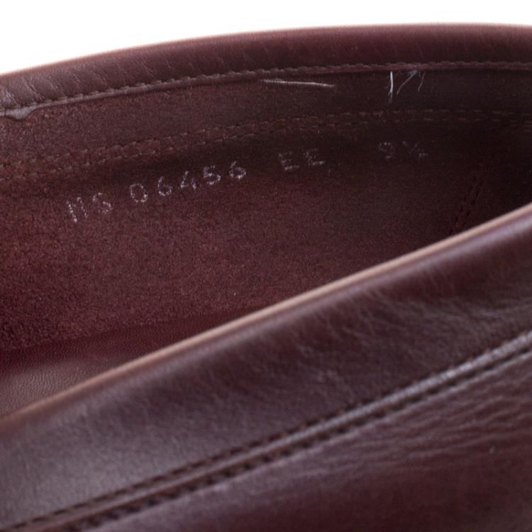 Pre Owned Salvatore Ferragamo Bordeaux Leather Horsebit Loafers Size 43.5