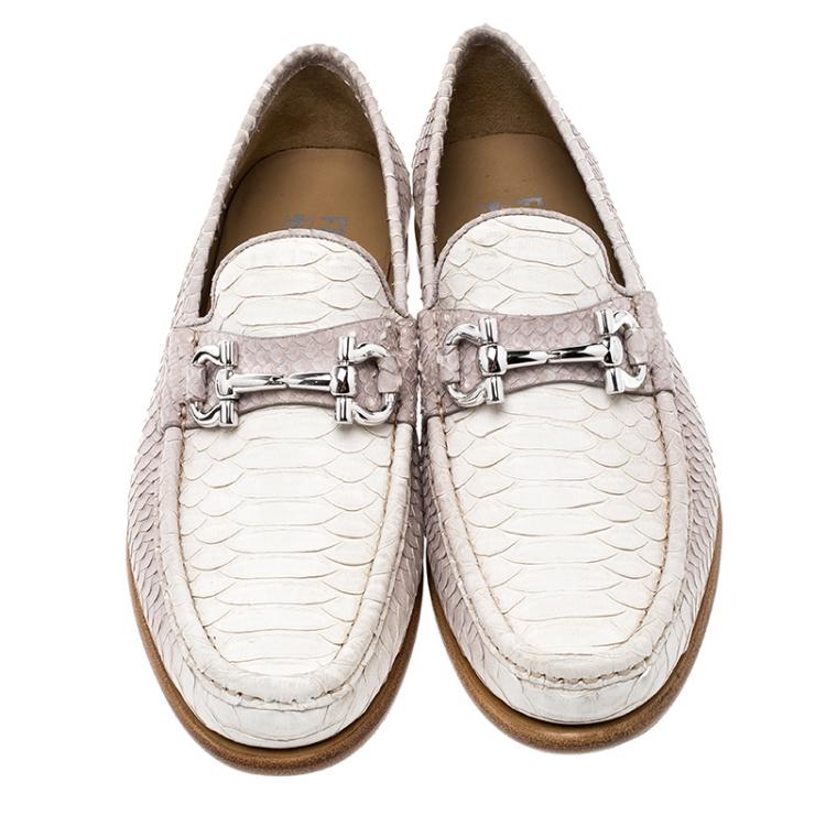Pre Owned Salvatore Ferragamo Light Beige Ombre Python Mason Loafers Size 41