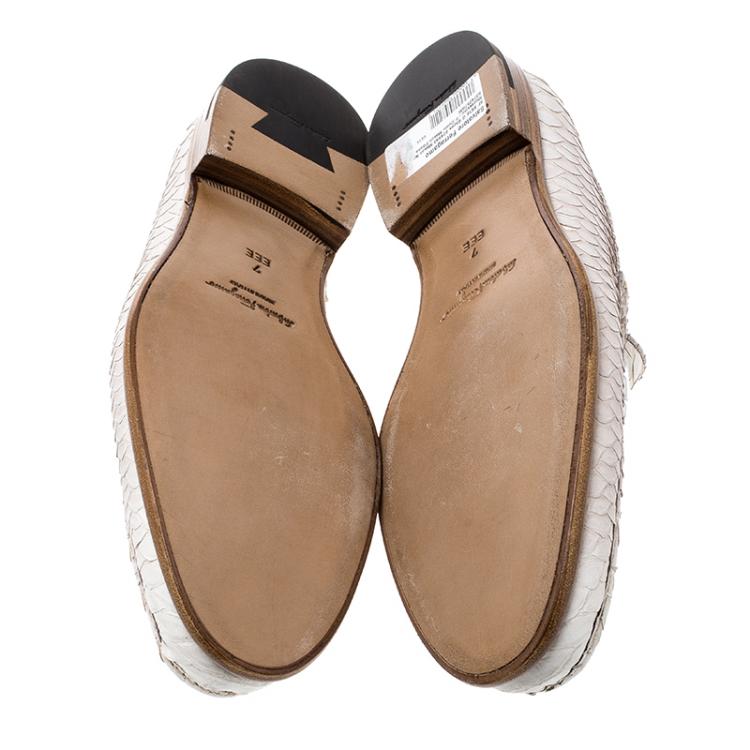 Pre Owned Salvatore Ferragamo Light Beige Ombre Python Mason Loafers Size 41