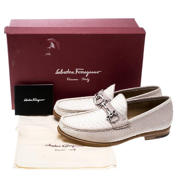Pre Owned Salvatore Ferragamo Light Beige Ombre Python Mason Loafers Size 41