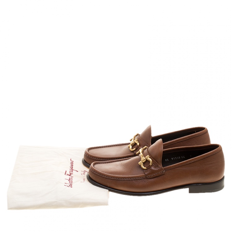Pre Owned Salvatore Ferragamo Brown Leather Mason Loafers Size 43