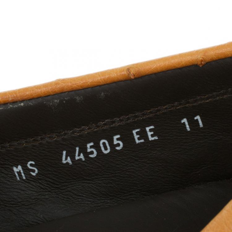 Pre Owned Salvatore Ferragamo Orange Parigi II Ostrich Driver Size 45