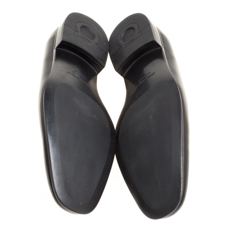 Pre Owned Salvatore Ferragamo Black Leather Mattia Loafers Size 46