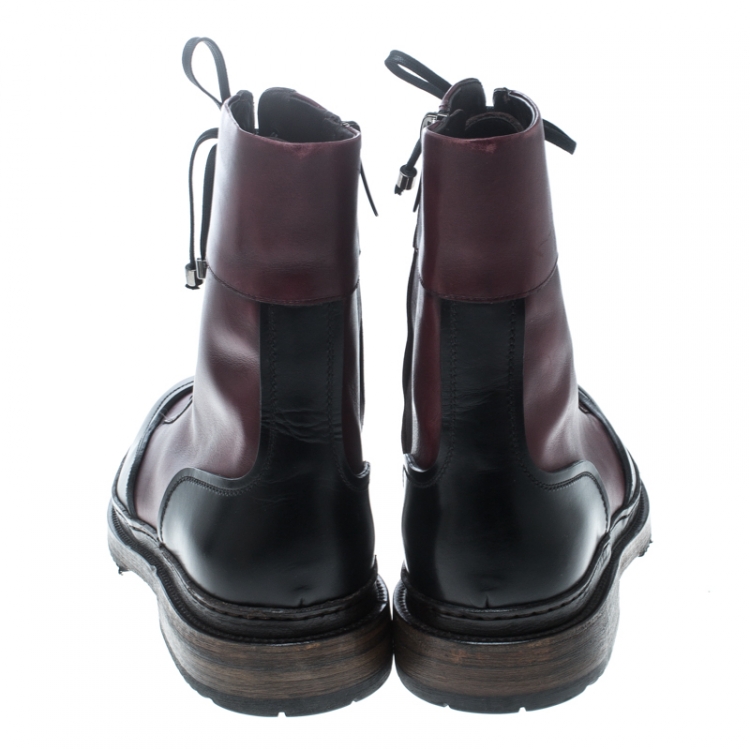 Pre Owned Salvatore Ferragamo Burgundy Leather Mallorca Platform Ankle Boots Size 41.5