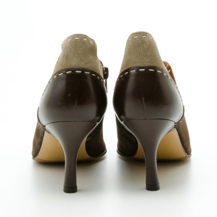 Pre Owned Salvatore Ferragamo Brown Suede Pointed Toe Ankle Boots Size 41