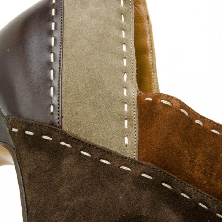 Pre Owned Salvatore Ferragamo Brown Suede Pointed Toe Ankle Boots Size 41