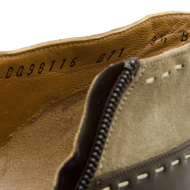 Pre Owned Salvatore Ferragamo Brown Suede Pointed Toe Ankle Boots Size 41