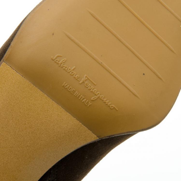 Pre Owned Salvatore Ferragamo Brown Suede Pointed Toe Ankle Boots Size 41