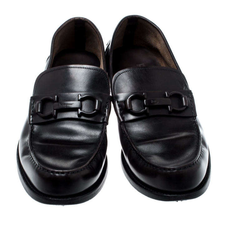 Pre Owned Salvatore Ferragamo Black Leather Loafers 43