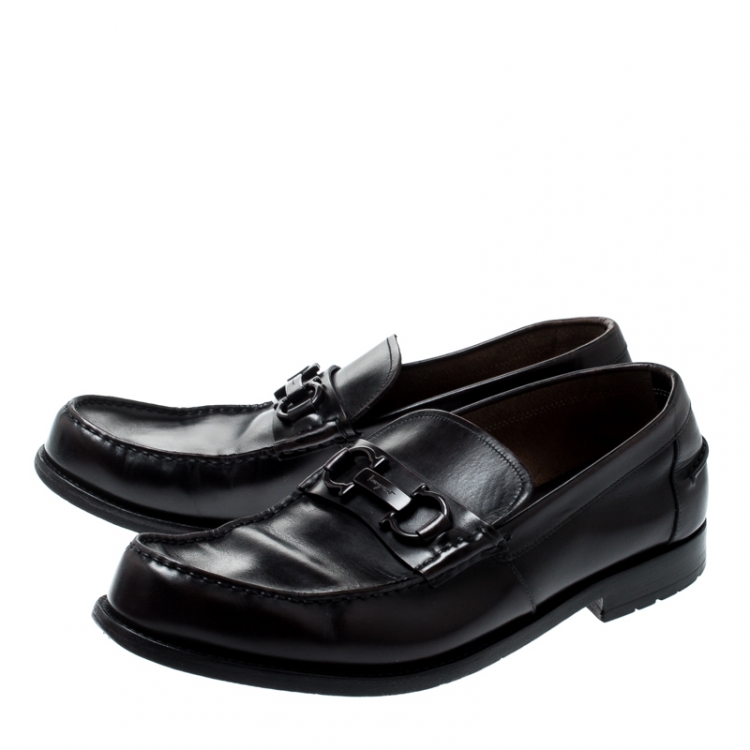 Pre Owned Salvatore Ferragamo Black Leather Loafers 43