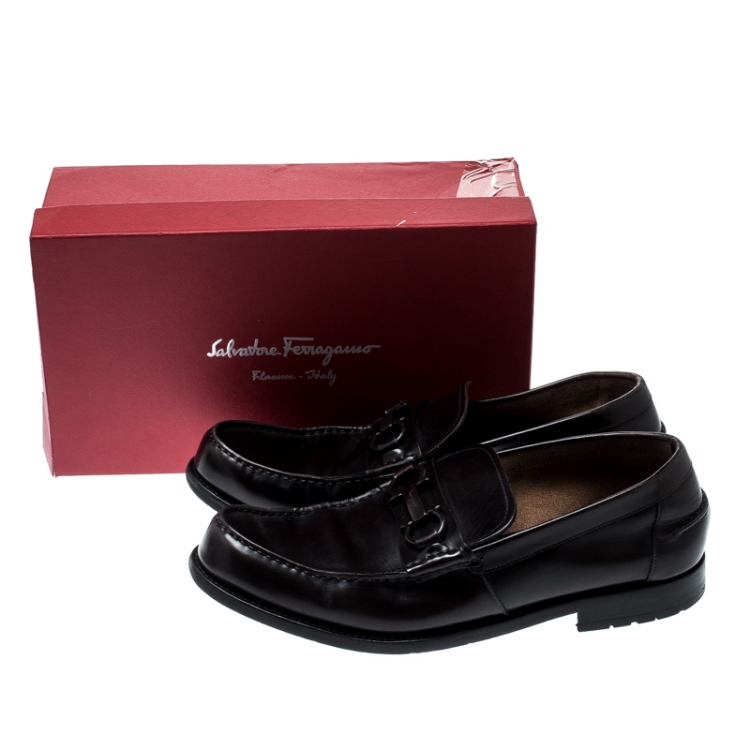 Pre Owned Salvatore Ferragamo Black Leather Loafers 43