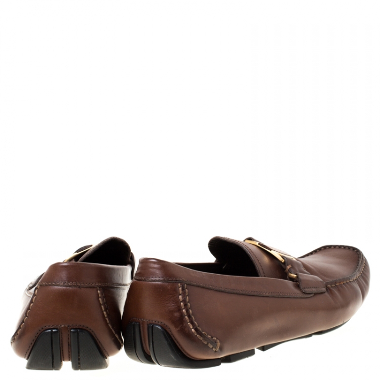 Pre Owned Salvatore Ferragamo Brown Leather Sardegna Loafers Size 43