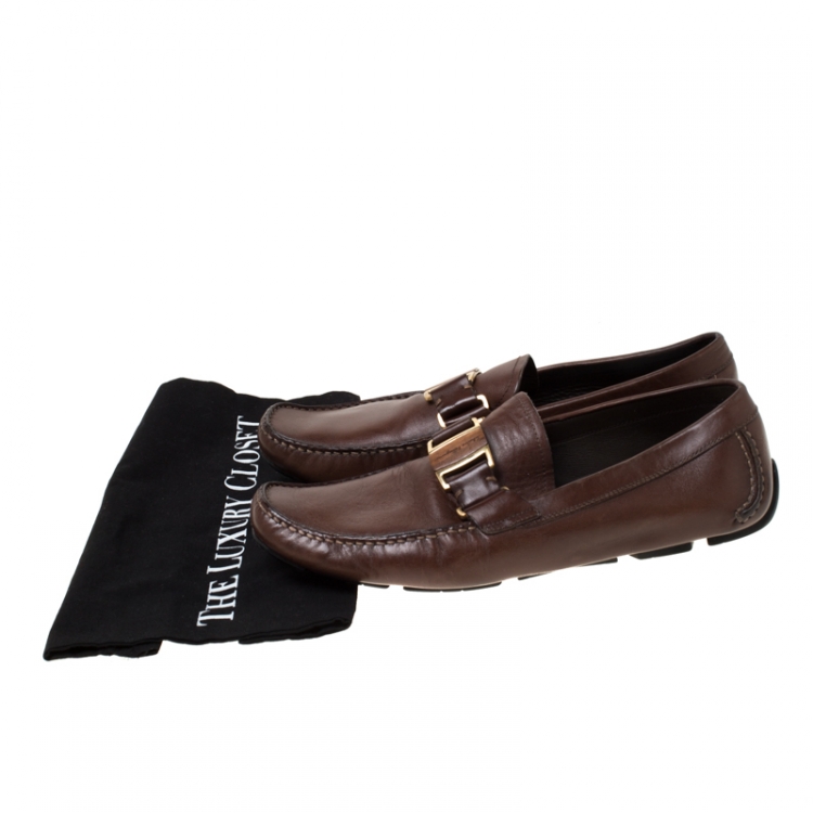 Pre Owned Salvatore Ferragamo Brown Leather Sardegna Loafers Size 43