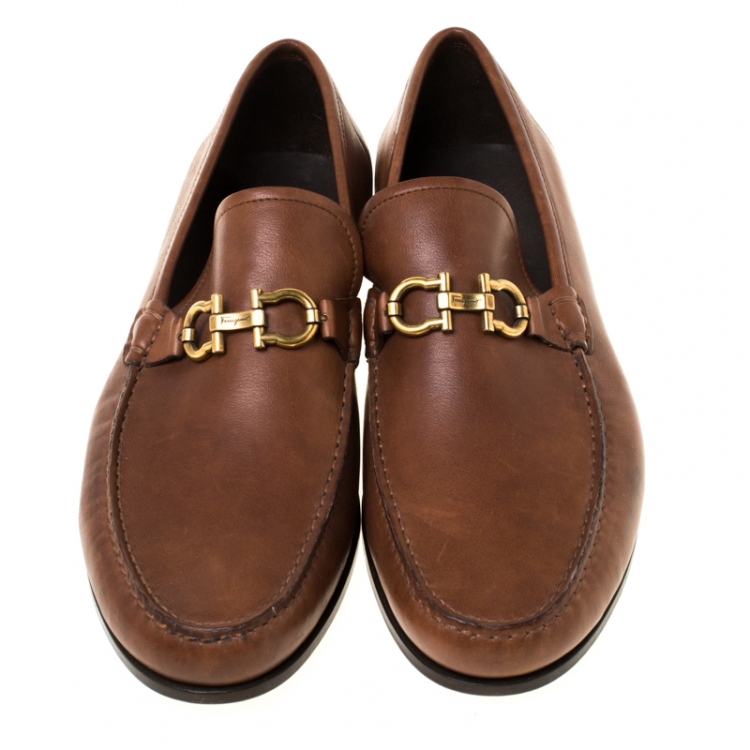 Pre Owned Salvatore Ferragamo Brown Leather Mason Loafers Size 43