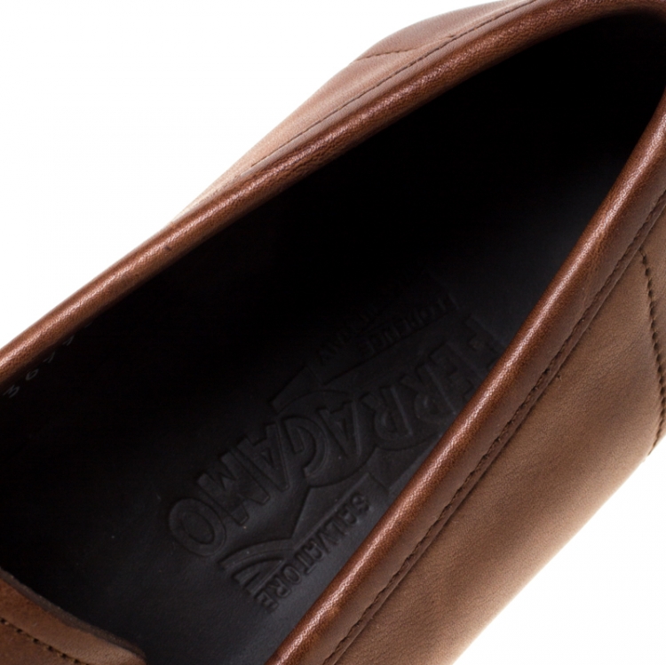 Pre Owned Salvatore Ferragamo Brown Leather Mason Loafers Size 43