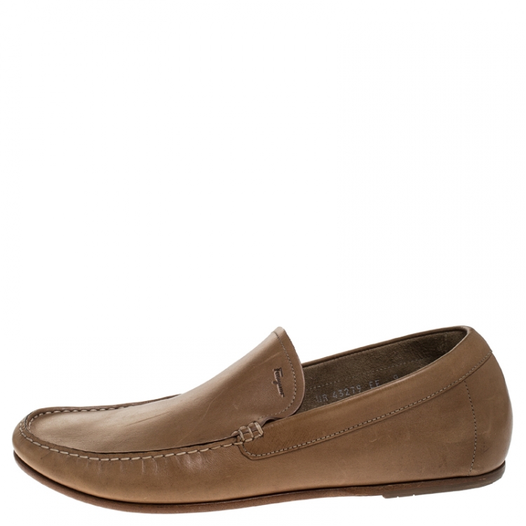 Pre Owned Salvatore Ferragamo Brown Leather Loafers Size 43