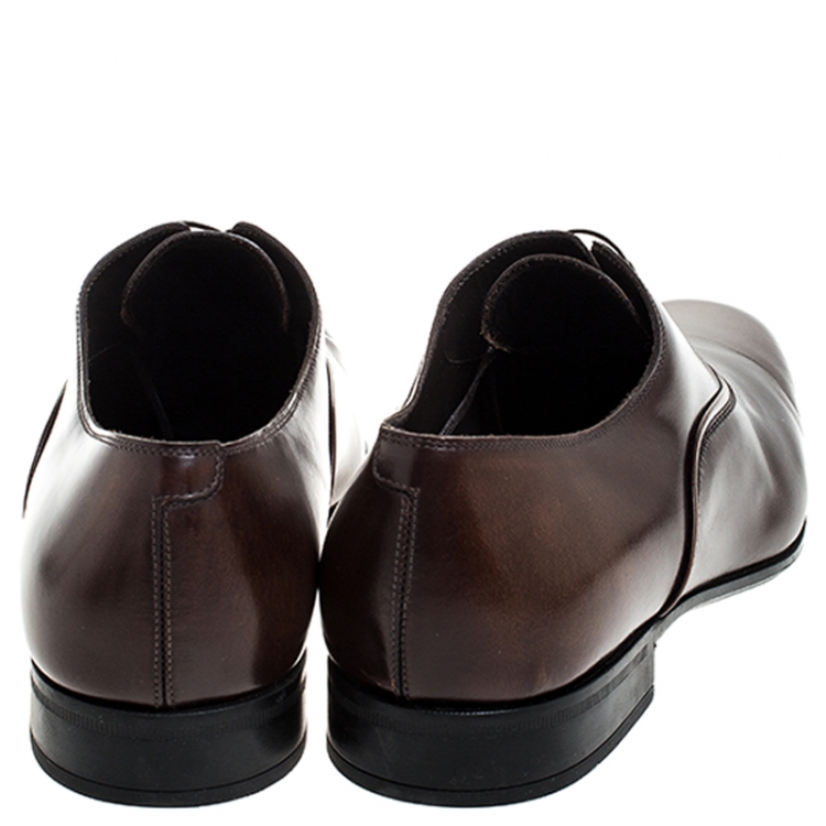 Pre Owned Salvatore Ferragamo Brown Leather Dunn Oxfords Size 44.5