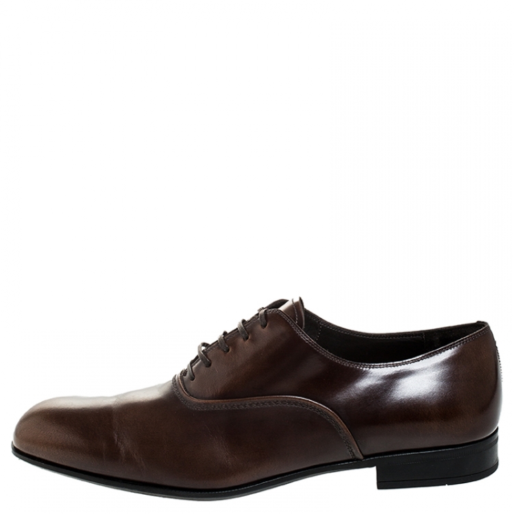 Pre Owned Salvatore Ferragamo Brown Leather Dunn Oxfords Size 44.5