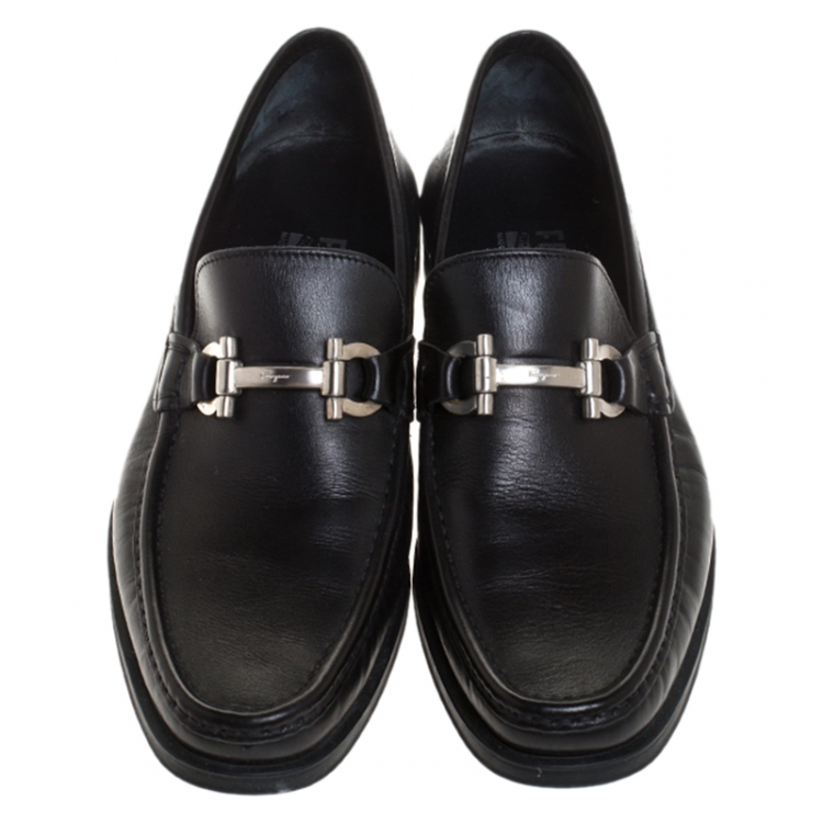 Pre Owned Salvatore Ferragamo Black Leather Mason Loafers Size 40