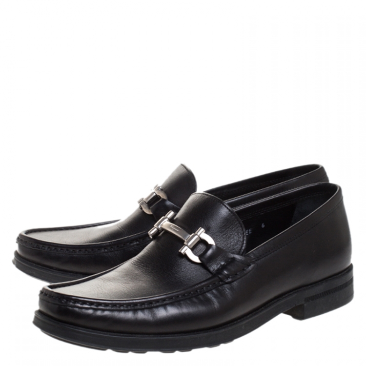 Pre Owned Salvatore Ferragamo Black Leather Mason Loafers Size 40