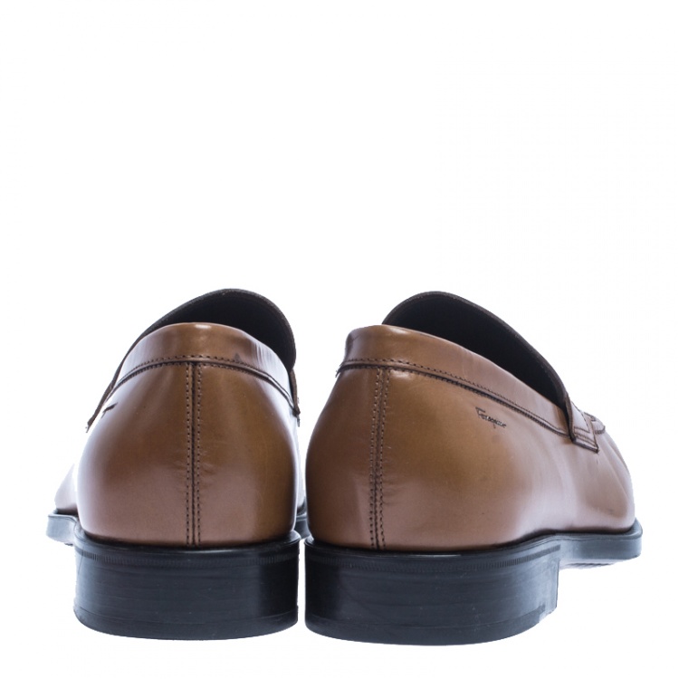 Pre Owned Salvatore Ferragamo Tan Leather Penny Loafers Size 40.5