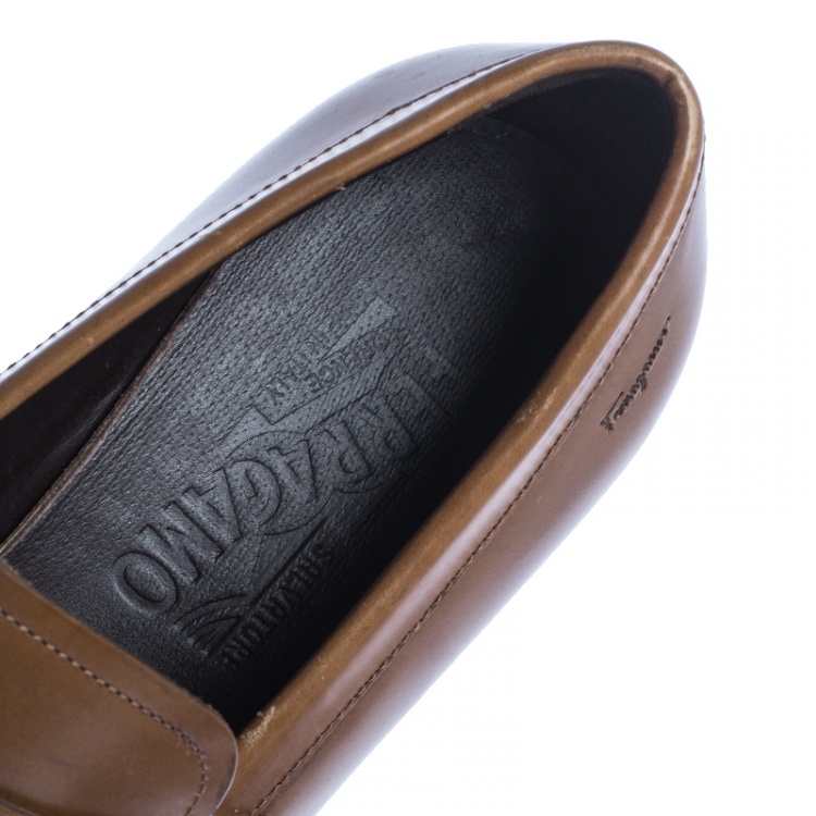 Pre Owned Salvatore Ferragamo Tan Leather Penny Loafers Size 40.5