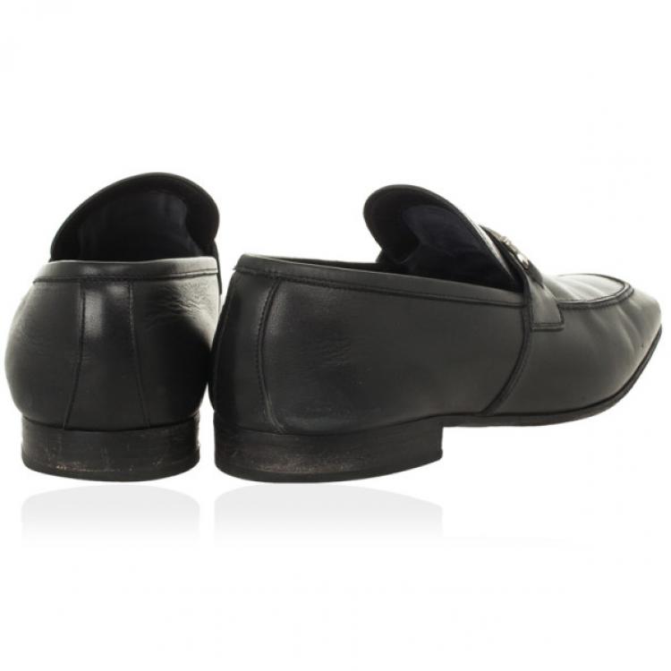 Pre Owned Salvatore Ferragamo Black Leather Gancino Bit Loafers Size 44