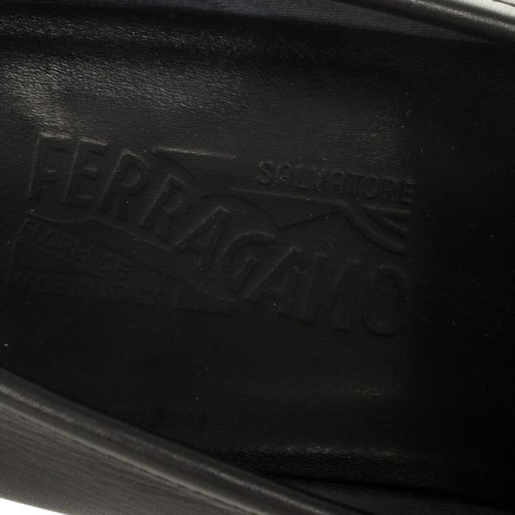 Pre Owned Salvatore Ferragamo Black Leather Gancino Bit Loafers Size 44