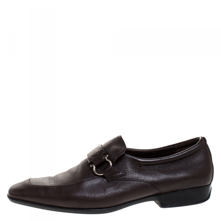 Salvatore Ferragamo Brown Leather Gancini Loafers Size 41.5