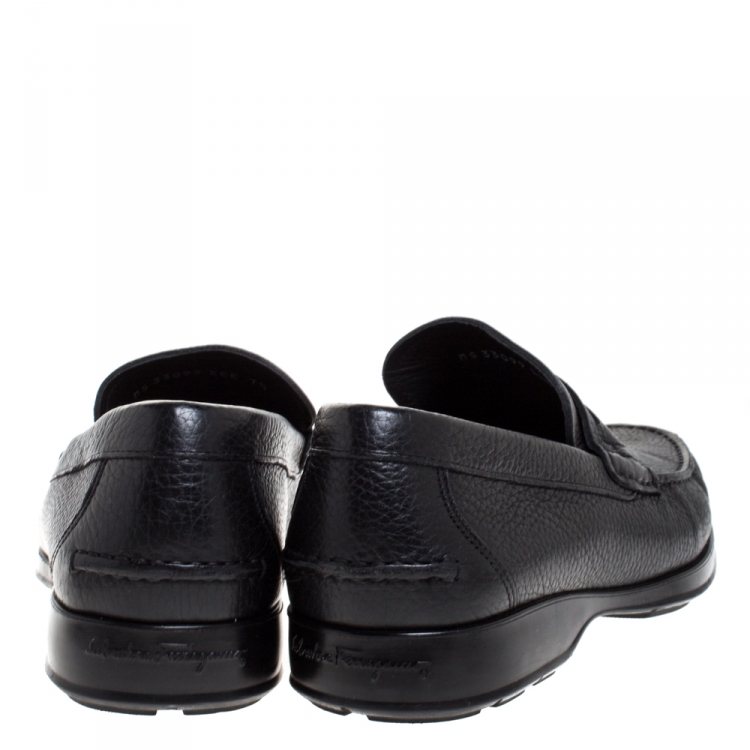 Pre Owned Salvatore Ferragamo Black Leather Penny Loafers Size 41.5