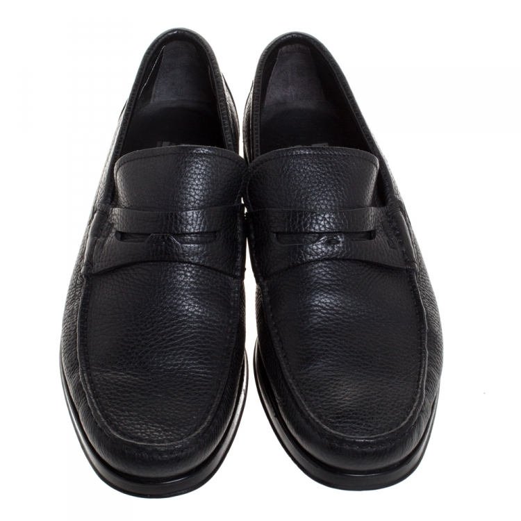Pre Owned Salvatore Ferragamo Black Leather Penny Loafers Size 41.5