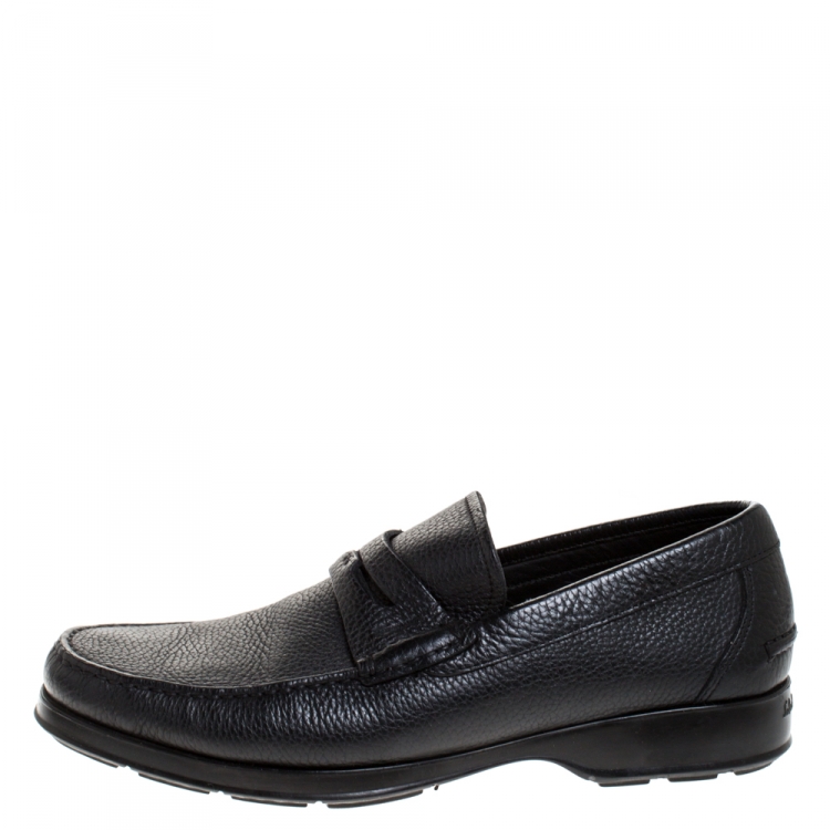 Pre Owned Salvatore Ferragamo Black Leather Penny Loafers Size 41.5