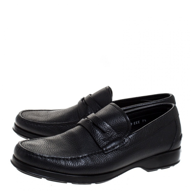 Pre Owned Salvatore Ferragamo Black Leather Penny Loafers Size 41.5
