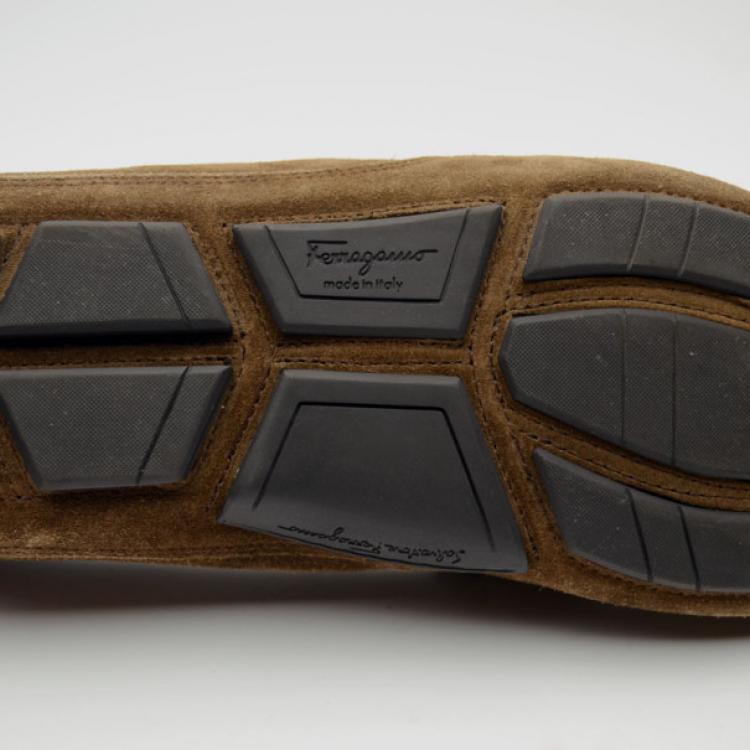 Pre Owned Salvatore Ferragamo Brown Suede Domenico Loafers Size 43