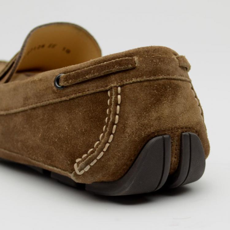 Pre Owned Salvatore Ferragamo Brown Suede Domenico Loafers Size 43
