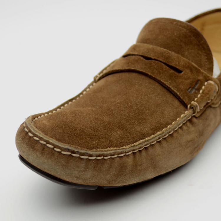 Pre Owned Salvatore Ferragamo Brown Suede Domenico Loafers Size 43