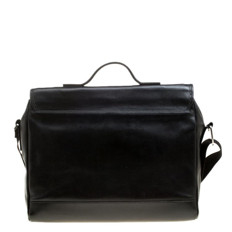 Pre Owned Salvatore Ferragamo Black Leather Briefcase