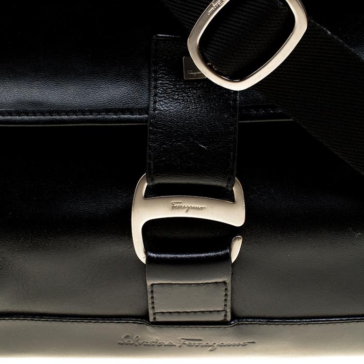 Pre Owned Salvatore Ferragamo Black Leather Briefcase