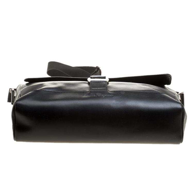 Pre Owned Salvatore Ferragamo Black Leather Briefcase