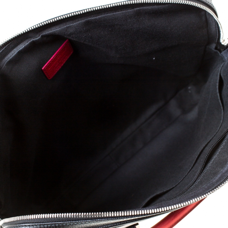 Pre Owned Salvatore Ferragamo Black/Red Leather Laptop Bag